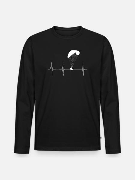 Heartbeat paraglider - Men's Premium Organic Long Sleeve Shirt - black
