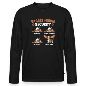 Basset Hound Sicherheit – Lustiger Hund Mama Hund Vater - Männer Premium Bio Langarmshirt - Schwarz - Vorne - Nico (187cm)