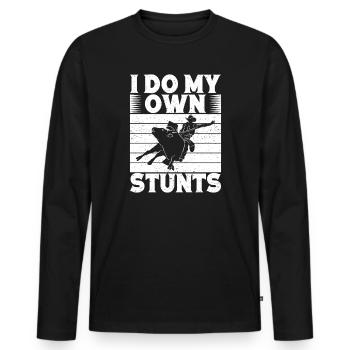 Rodeo Horse Riding I Do My Own Stunts Cowboy - Männer Premium Bio Langarmshirt - Schwarz - Vorne - Nico (187cm)