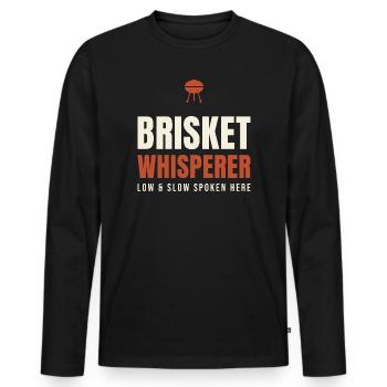 Brisket Whisperer BBQ - Men's Premium Organic Long Sleeve Shirt - black - Front - Nico (187cm)