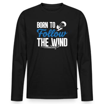 Follow – Kitesurfing T-Shirt - Männer Premium Bio Langarmshirt - Schwarz - Vorne - Nico (187cm)