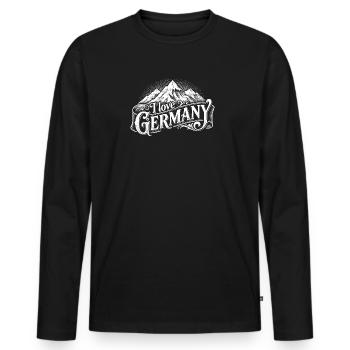I love Germany, Logo weiss - Männer Premium Bio Langarmshirt - Schwarz - Vorne - Nico (187cm)