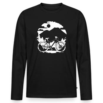 Mountainbiken - Männer Premium Bio Langarmshirt - Schwarz - Vorne - Nico (187cm)