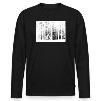 Liberté sur deux roues – cyclistes dans la forêt - T-shirt manches longues Premium bio Homme - noir - Devant - Nico (187cm)