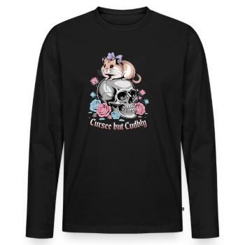 Malédiction mais câlin hamster sur le crâne - T-shirt manches longues Premium bio Homme - noir - Devant - Nico (187cm)