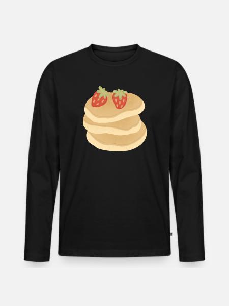 Strawberry Pancake Stack - Men's Premium Organic Long Sleeve Shirt - black