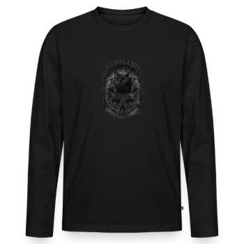 Chat au crâne gothique avec la lune - T-shirt manches longues Premium bio Homme - noir - Devant - Nico (187cm)