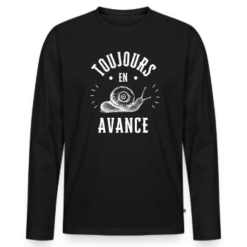 Toujours en Avance comme un Escargot - T-shirt manches longues Premium bio Homme - noir - Devant - Nico (187cm)