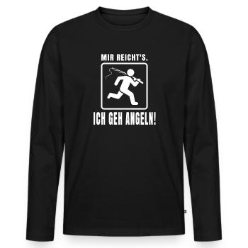 Angler Spruch – Mir reicht's, ich geh angeln - Männer Premium Bio Langarmshirt - Schwarz - Vorne - Nico (187cm)