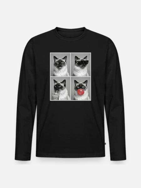 Cats Balinese Cat - Men's Premium Organic Long Sleeve Shirt - black