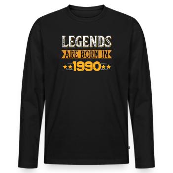 Anniversaire né en 1990 - T-shirt manches longues Premium bio Homme - noir - Devant - Nico (187cm)