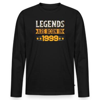 Anniversaire né en 1999 - T-shirt manches longues Premium bio Homme - noir - Devant - Nico (187cm)