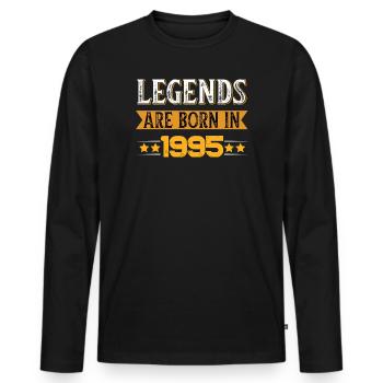 Anniversaire né en 1995 - T-shirt manches longues Premium bio Homme - noir - Devant - Nico (187cm)
