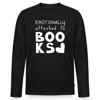 Emotionally Attached To Books, White - Men's Premium Organic Long Sleeve Shirt - black - Front - Nico (187cm)