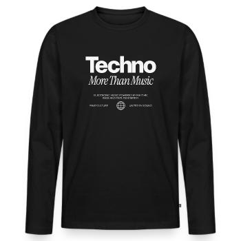 Techno More Than Music - Men's Premium Organic Long Sleeve Shirt - black - Front - Nico (187cm)