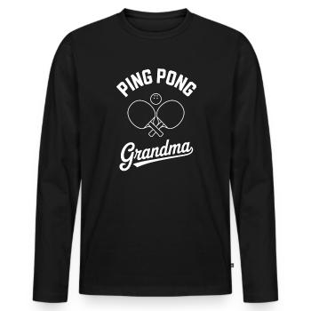 Un joueur de tennis de table de table grand-mère cadeau - T-shirt manches longues Premium bio Homme - noir - Devant - Nico (187cm)