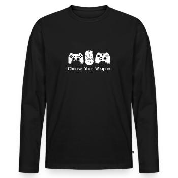 Gamer Manette Gaming Choisis Ton Arme - T-shirt manches longues Premium bio Homme - noir - Devant - Nico (187cm)