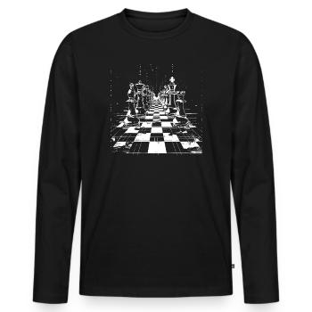 Tirage au sort aux échecs - T-shirt manches longues Premium bio Homme - noir - Devant - Nico (187cm)