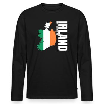 Émigration en Irlande - T-shirt manches longues Premium bio Homme - noir - Devant - Nico (187cm)
