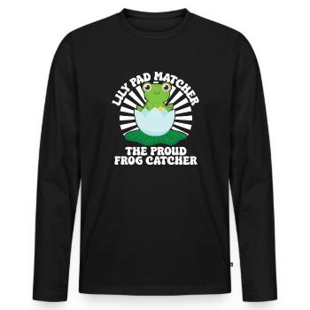 Frog Catcher Lily Pad Matcher Proud Catcher Frog - Men's Premium Organic Long Sleeve Shirt - black - Front - Nico (187cm)