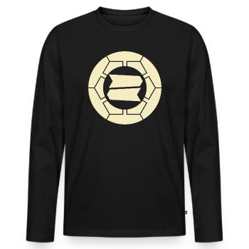 Kamon japonais Hattori jaune pâle oriental vintage - T-shirt manches longues Premium bio Homme - noir - Devant - Nico (187cm)