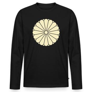 Art Mon Mon Vintage Oriental Jaune Kiku - T-shirt manches longues Premium bio Homme - noir - Devant - Nico (187cm)