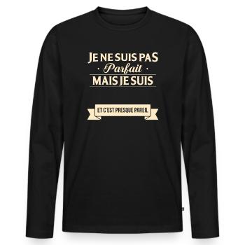 Je Ne Suis Pas Parfait Mais Je Suis Et C Est Pr... - T-shirt manches longues Premium bio Homme - noir - Devant - Nico (187cm)