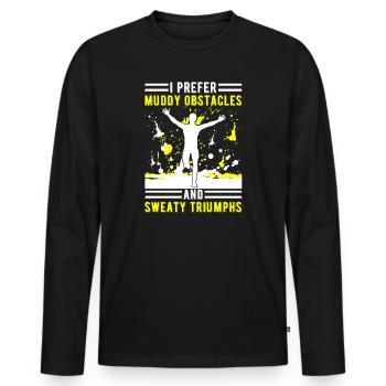 Runn Country Runner and XC Coach - Unique Cross - Men's Premium Organic Long Sleeve Shirt - black - Front - Nico (187cm)