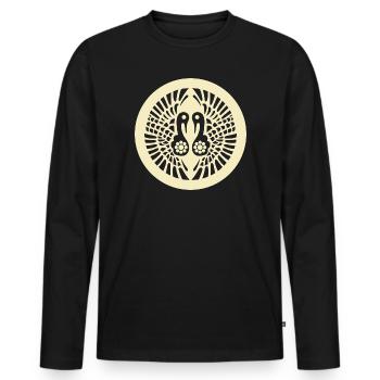 Vintage Oriental Jaune pâle Ikko Ikki Japan Mon - T-shirt manches longues Premium bio Homme - noir - Devant - Nico (187cm)