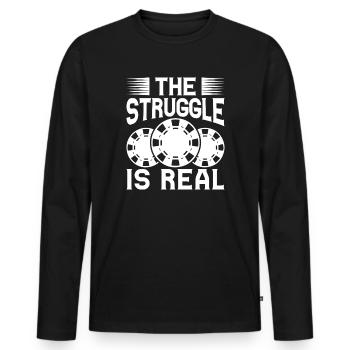 Joueur de casino La difficulté est le vrai jeu - T-shirt manches longues Premium bio Homme - noir - Devant - Nico (187cm)