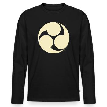 Oriental Vintage Pale Yellow Kobayakawa Japan Mon - Men's Premium Organic Long Sleeve Shirt - black - Front - Nico (187cm)