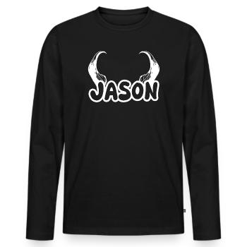 Gift for Jason - Men's Premium Organic Long Sleeve Shirt - black - Front - Nico (187cm)