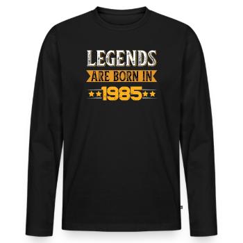 Anniversaire né en 1985 - T-shirt manches longues Premium bio Homme - noir - Devant - Nico (187cm)