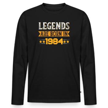 Anniversaire né en 1984 - T-shirt manches longues Premium bio Homme - noir - Devant - Nico (187cm)