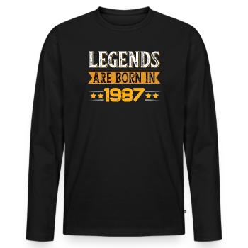 Anniversaire : né en 1987 - T-shirt manches longues Premium bio Homme - noir - Devant - Nico (187cm)