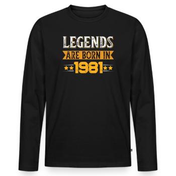Anniversaire : né en 1981 - T-shirt manches longues Premium bio Homme - noir - Devant - Nico (187cm)