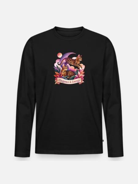 Aesthetic Bengal Cats Art - Men's Premium Organic Long Sleeve Shirt - black