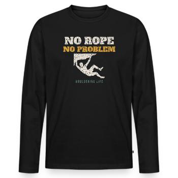 No Rope No Problem - Men's Premium Organic Long Sleeve Shirt - black - Front - Nico (187cm)