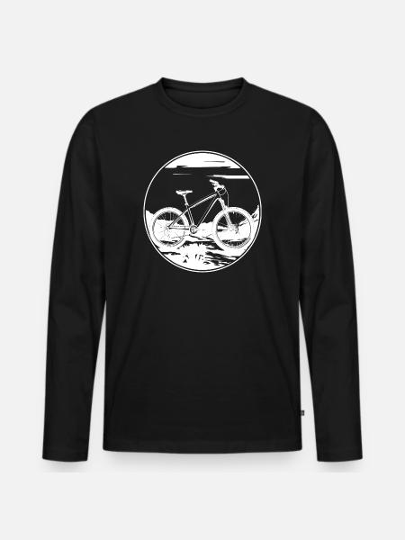 Mountain Biking Drawing - Men's Premium Organic Long Sleeve Shirt - black