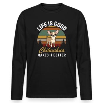 Chihuahua Dog Lover Gift for Chihuahua Mom - Men's Premium Organic Long Sleeve Shirt - black - Front - Nico (187cm)