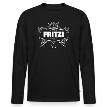 Madame Fritzi - T-shirt manches longues Premium bio Homme - noir - Devant - Nico (187cm)