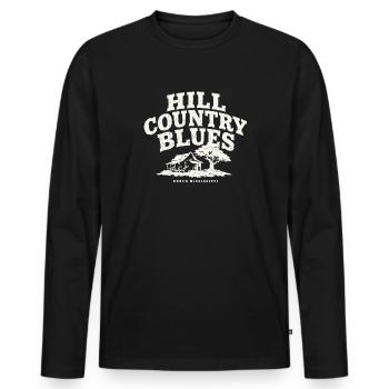 Blues de la région de colline du nord du Mississippi - T-shirt manches longues Premium bio Homme - noir - Devant - Nico (187cm)
