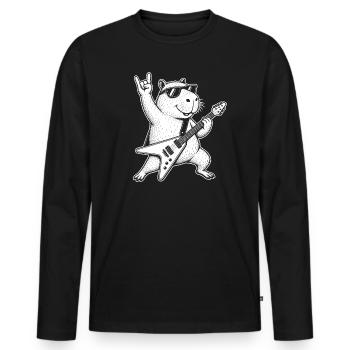 Capybara Rocker Capybara Metal Funny - Men's Premium Organic Long Sleeve Shirt - black - Front - Nico (187cm)