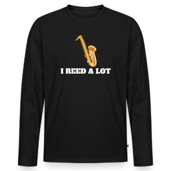 Drôle de saxophoniste cadeau pour saxophoniste - T-shirt manches longues Premium bio Homme - noir - Devant - Nico (187cm)