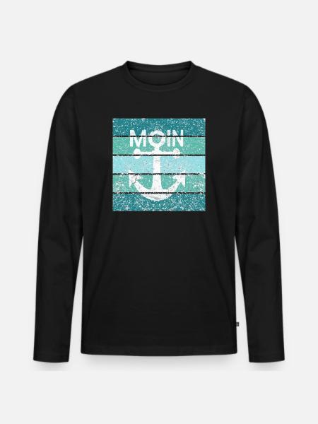 Moin Anker Retro - Men's Premium Organic Long Sleeve Shirt - black