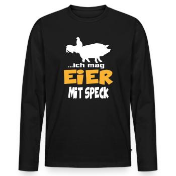 Ich mag Eier mit Speck Huhn Schwein Animals - Männer Premium Bio Langarmshirt - Schwarz - Vorne - Nico (187cm)