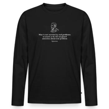 Epictetus Imagined Anxiety - Men's Premium Organic Long Sleeve Shirt - black - Front - Nico (187cm)