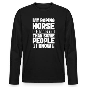 Cavalier amateur Mon cheval Des gens plus intelligents - T-shirt manches longues Premium bio Homme - noir - Devant - Nico (187cm)