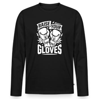 Levez vos gants de boxe - T-shirt manches longues Premium bio Homme - noir - Devant - Nico (187cm)