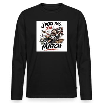 J'peux pas j'ai match - T-shirt manches longues Premium bio Homme - noir - Devant - Nico (187cm)